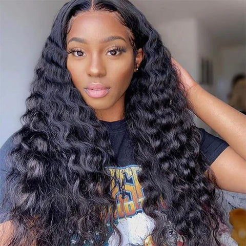 T Part Wig Loose Deep Wave Lace Wig Transparent Human Hair Wigs