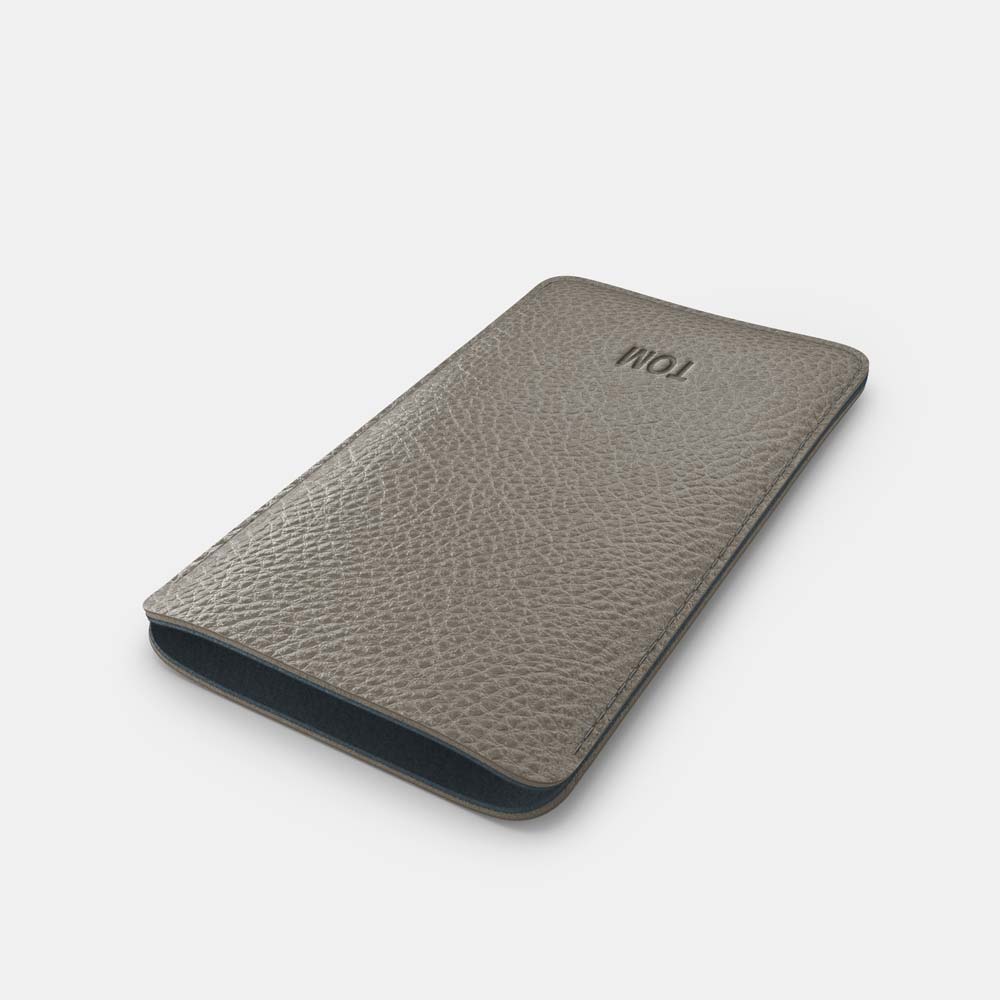 Leather iPhone 14 Sleeve - Grey and Grey