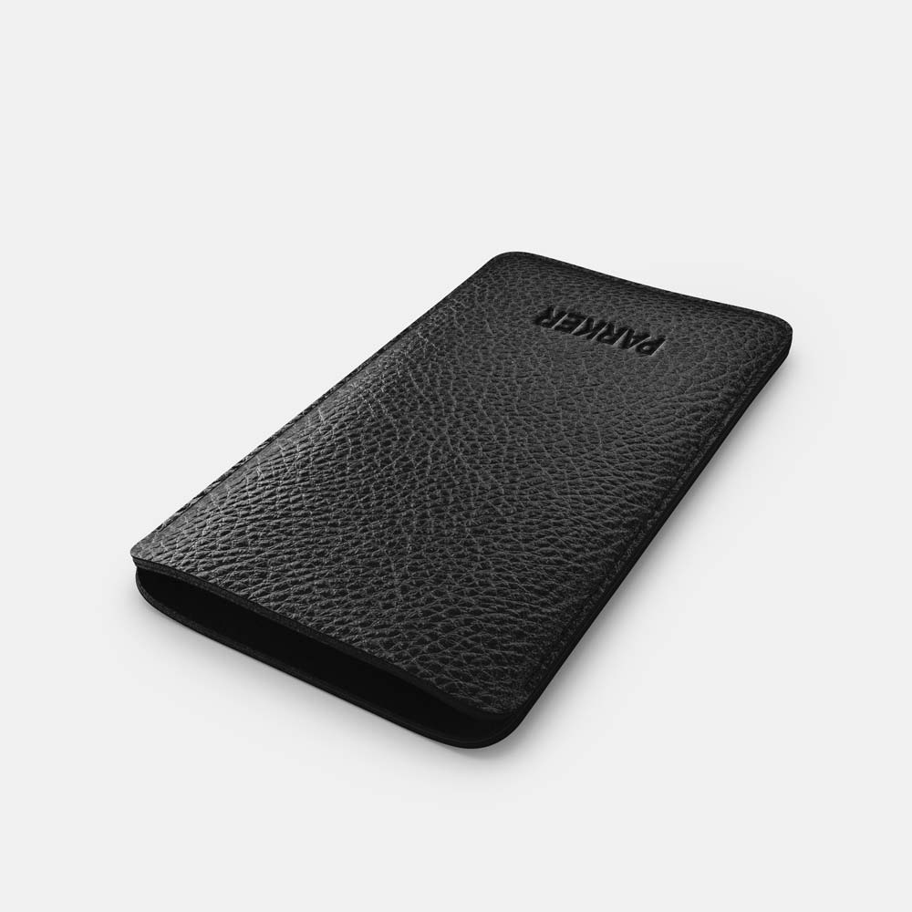 Leather iPhone 14 Sleeve - Black and Black