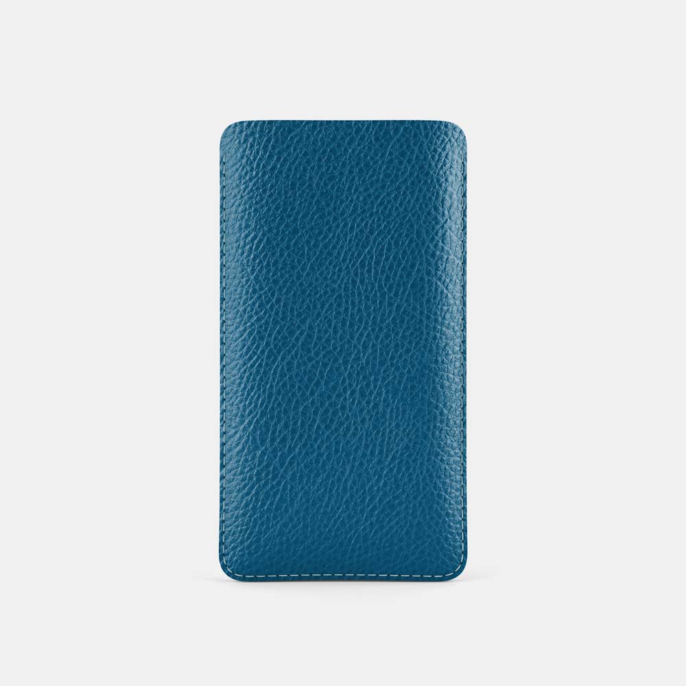 Leather iPhone 14  Sleeve - Turquoise Blue and Orange