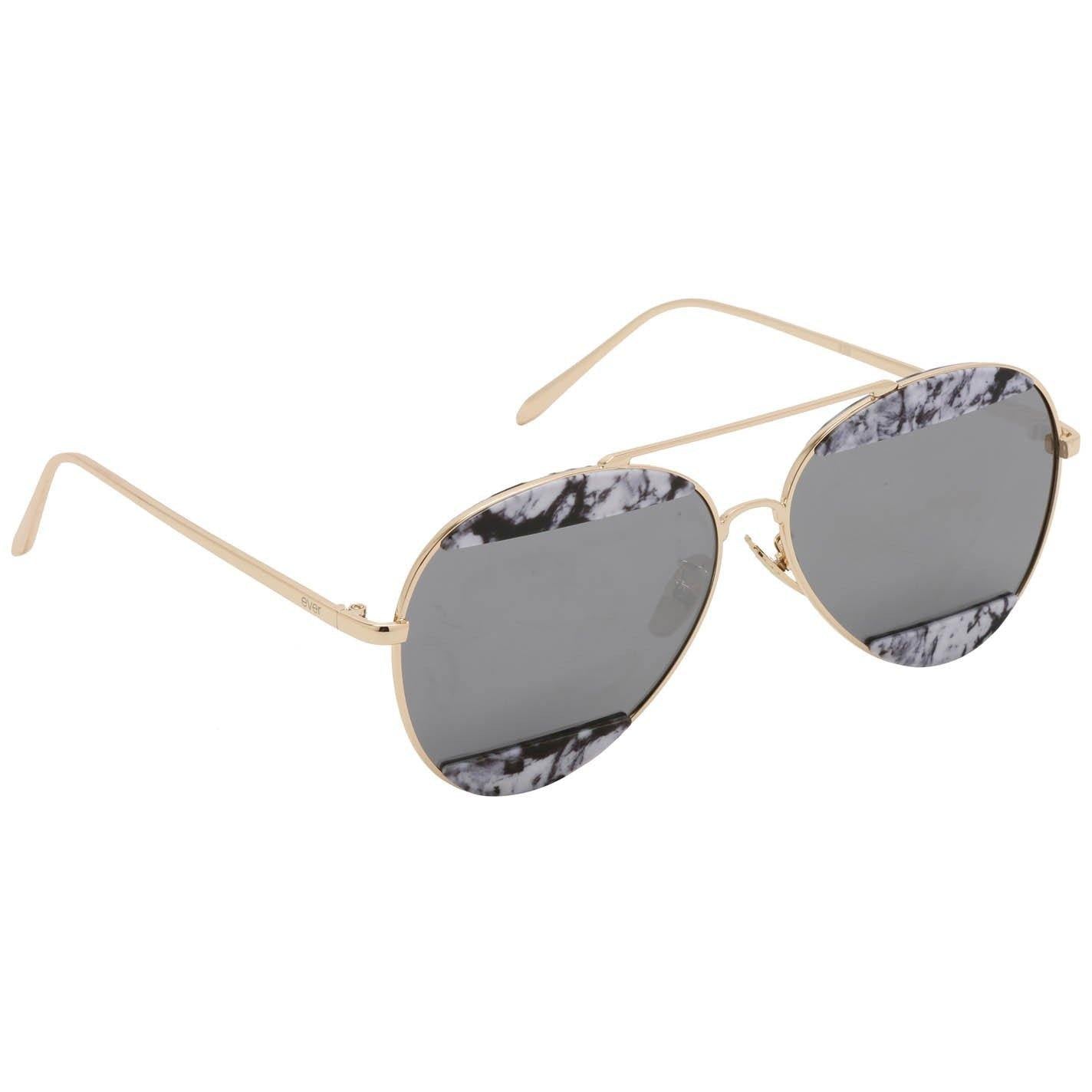 Unisex Metal Sunglasses With Marble Accent Marble Aviators