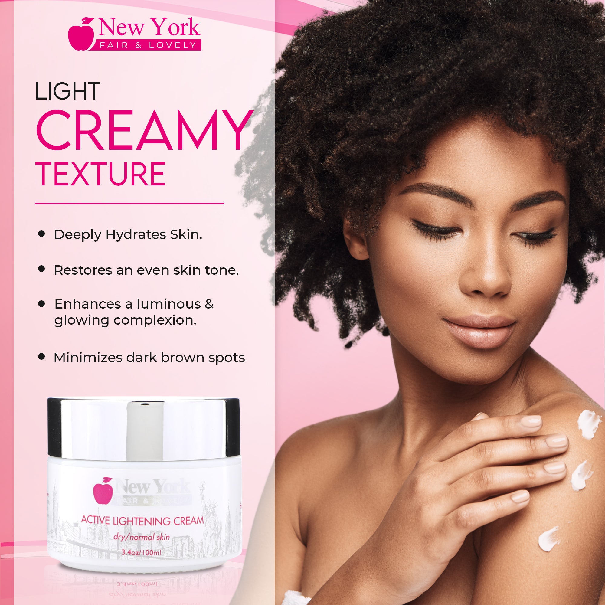 New York Fair & Lovely Active Lightening Cream - 100ml / 3.4 Oz