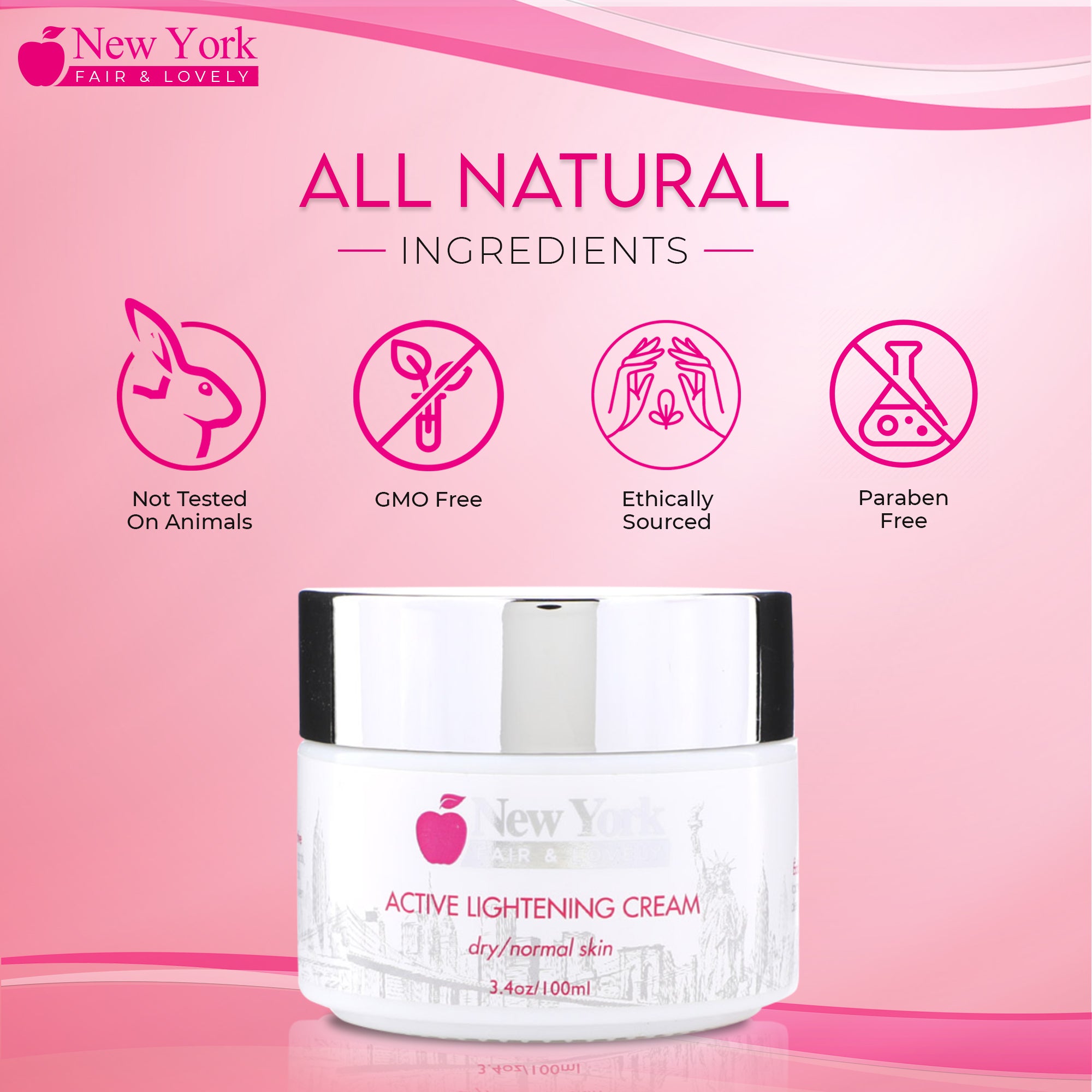 New York Fair & Lovely Active Lightening Cream - 100ml / 3.4 Oz