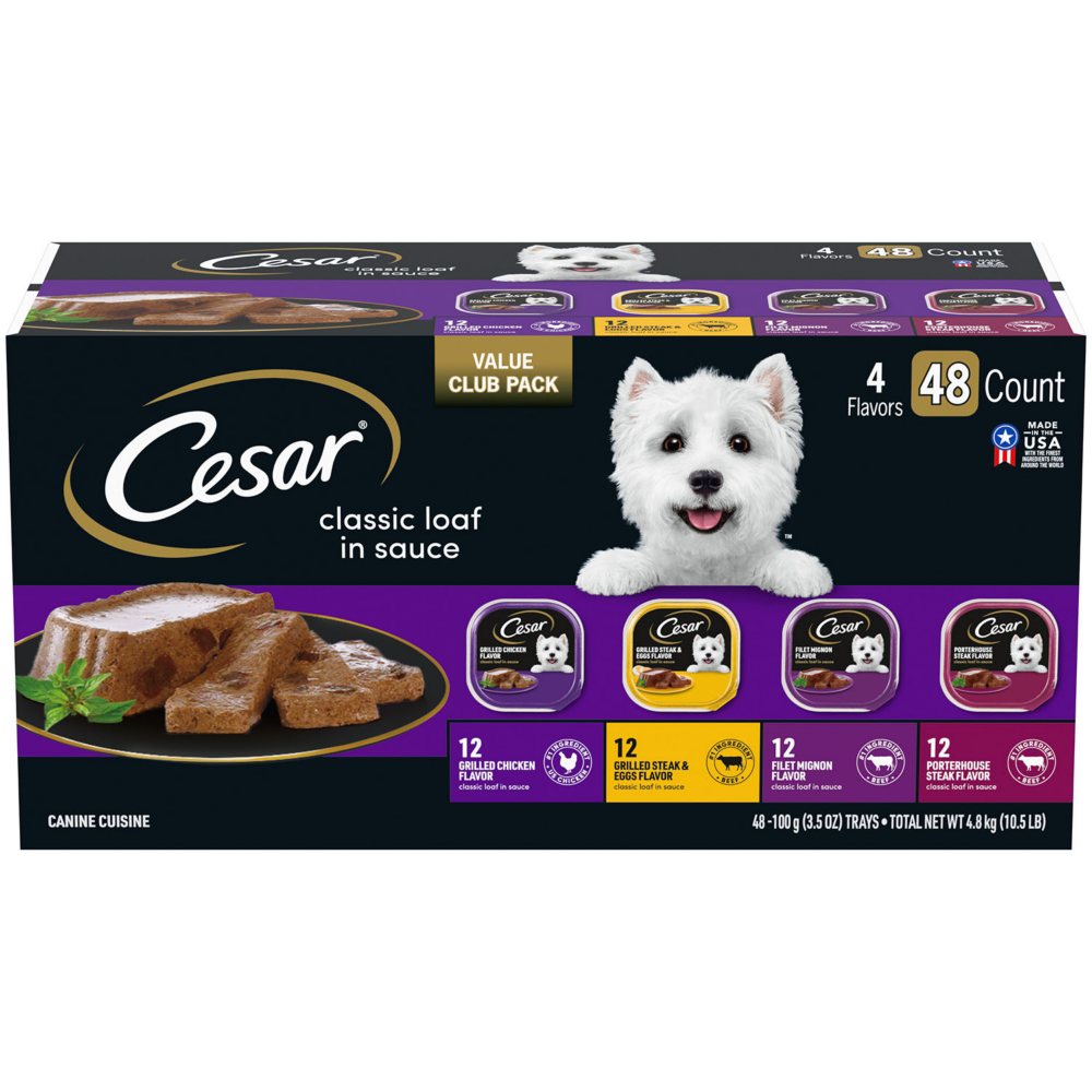 Cesar Classic Loaf in Sauce Easy Peel Variety Pack (3.5 oz., 48 ct.)