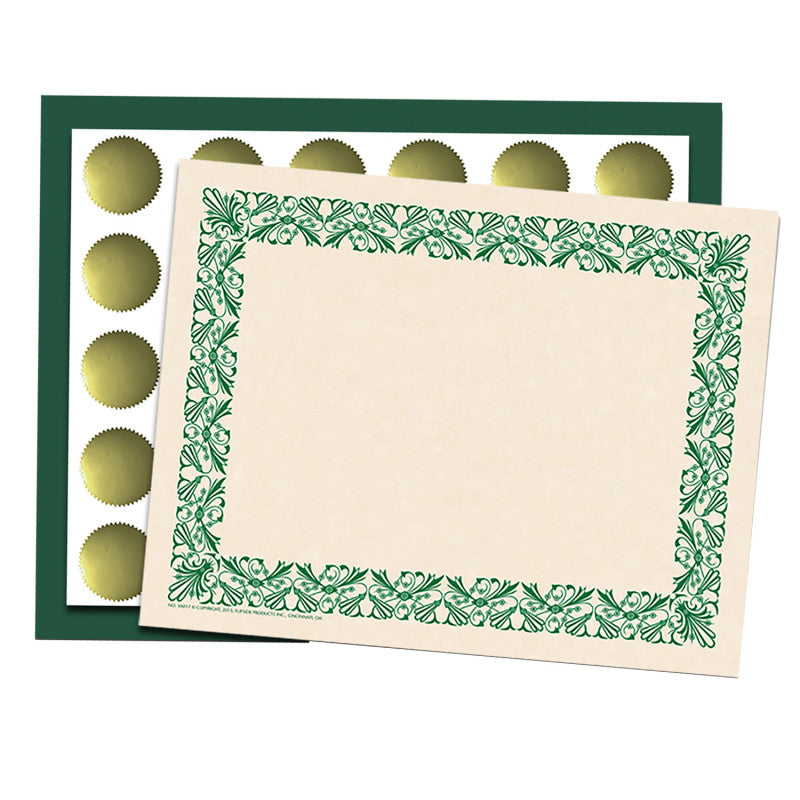Green Border Paper Folder Gold Seal