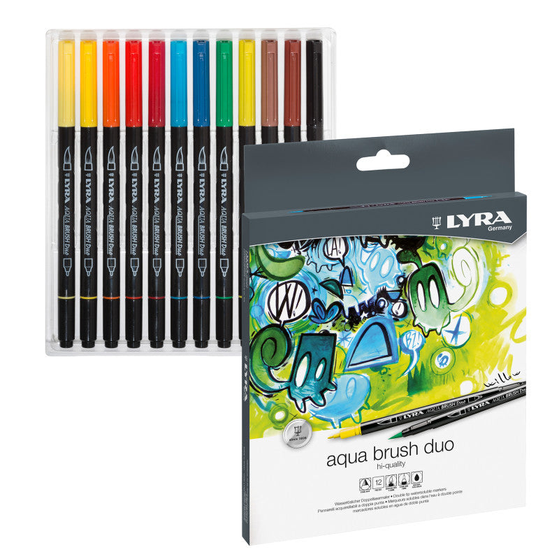 12 Colors Aqua Brush Duo Art Marker
