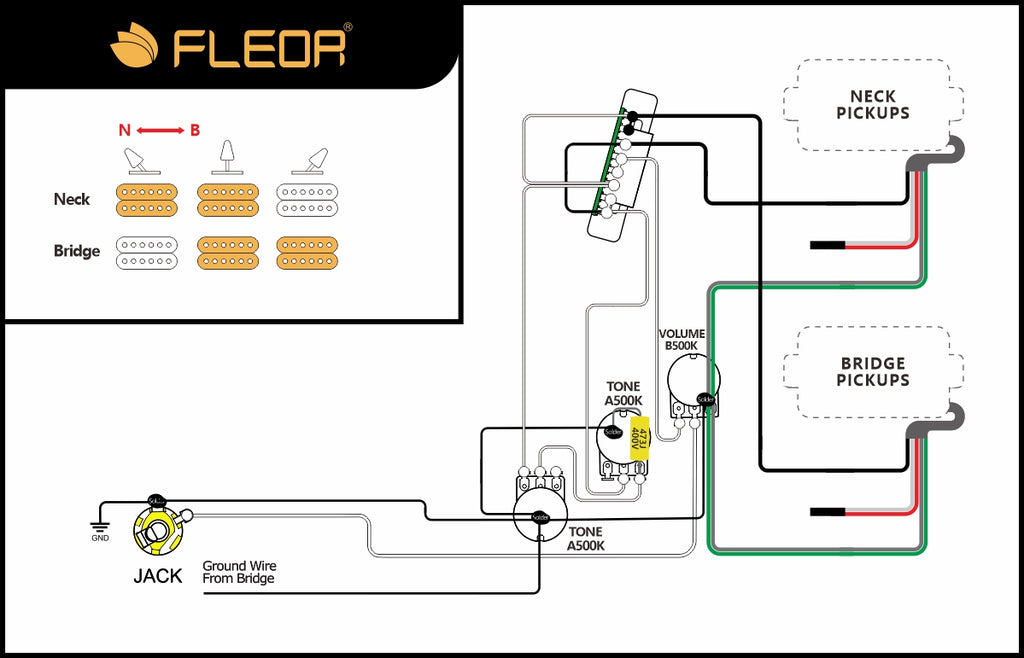 3.HH Guitar Pickup Wiring Diagram -2T1V