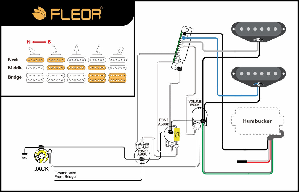 SSH Guitar Pickup Wiring Diagram -2T1V