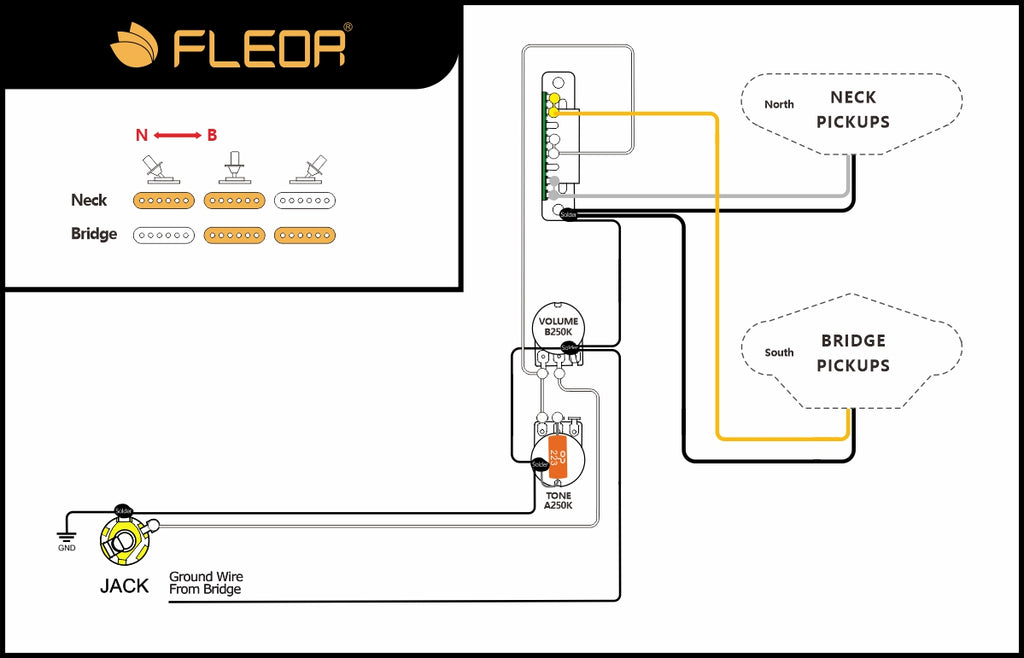 Guitar Pickup Wiring Diagram 1T1V  for Tele
