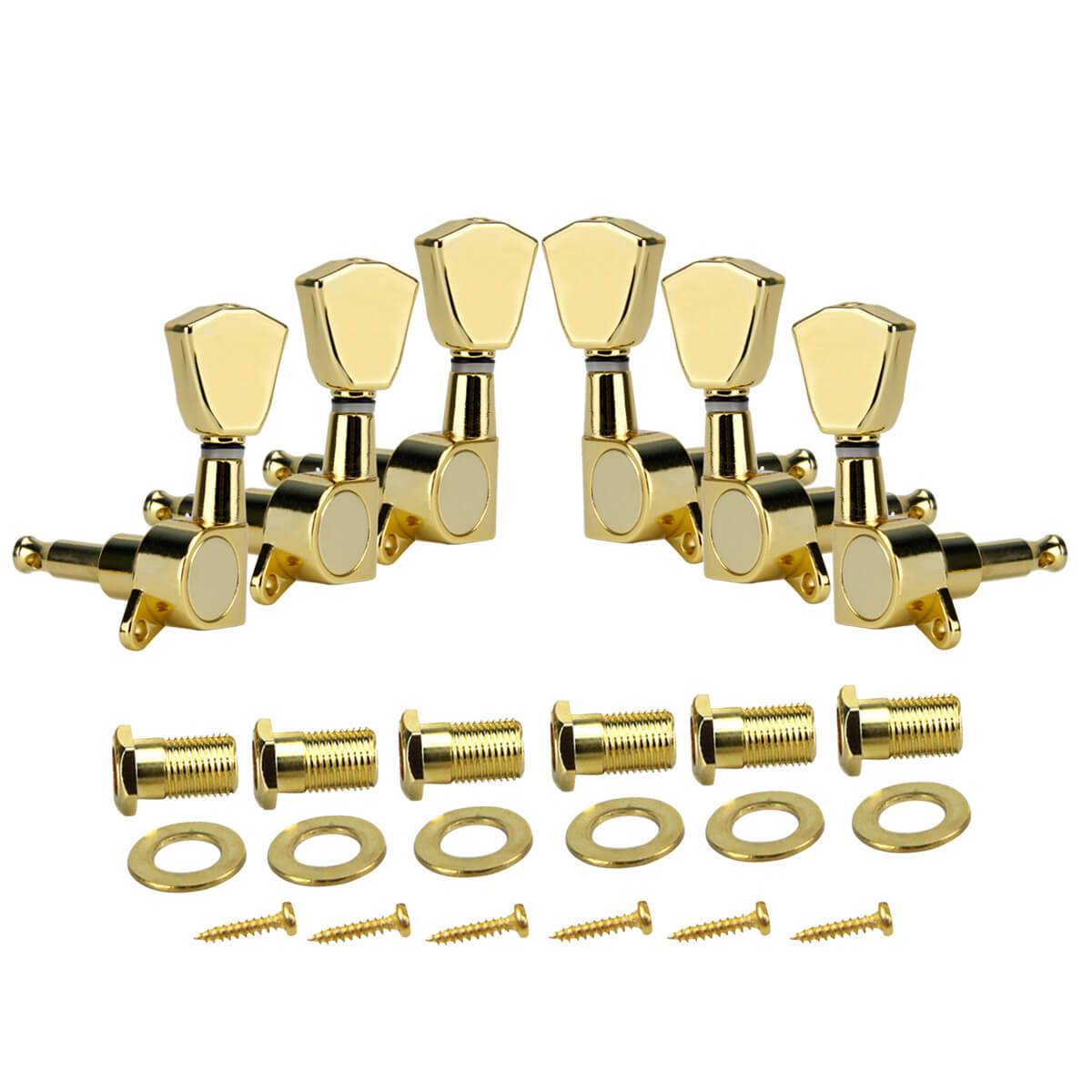 FLEOR Electric Guitar Tuners Machine Heads Tuning Pegs 3L3R for LP Guitar Parts,Black/Chrome/Gold