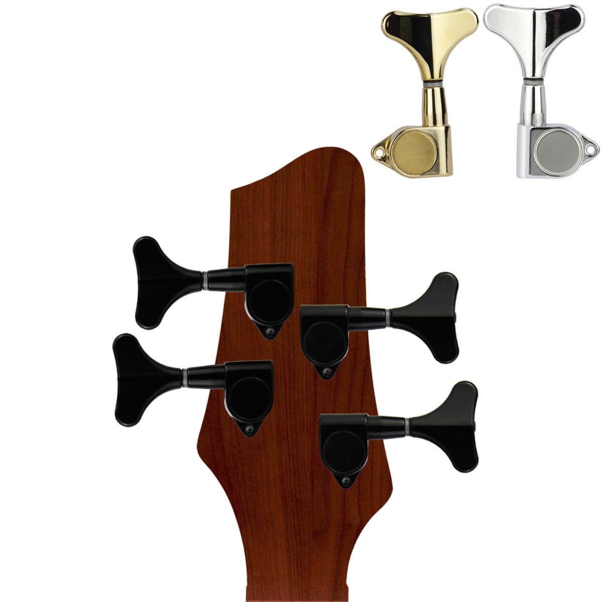 FLEOR Sealed Bass Machine Heads 2L2R Tuning Pegs Keys for Bass 4-String, Gear Ratio:1:17