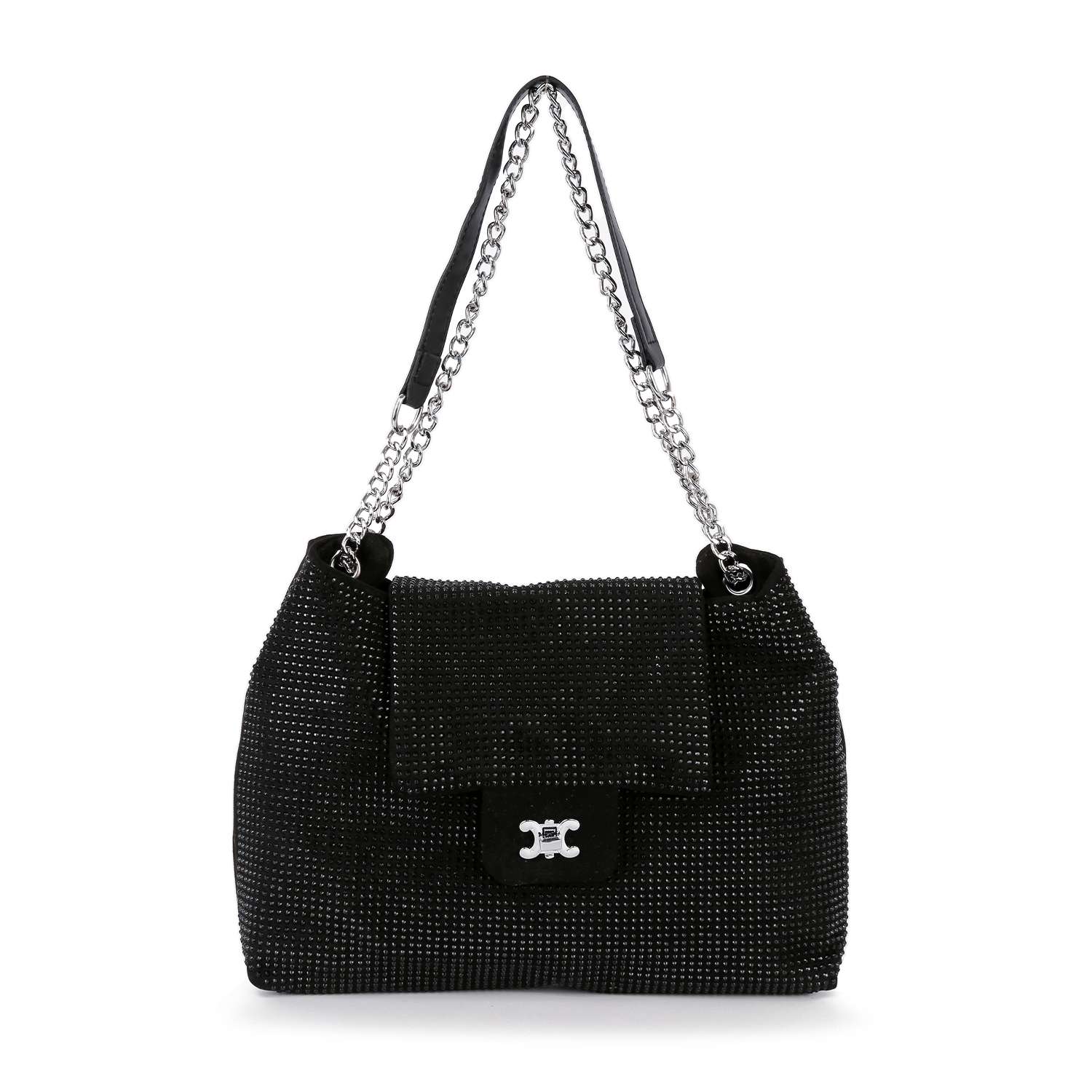 Front Flap Rhinestone Shoulder Bag