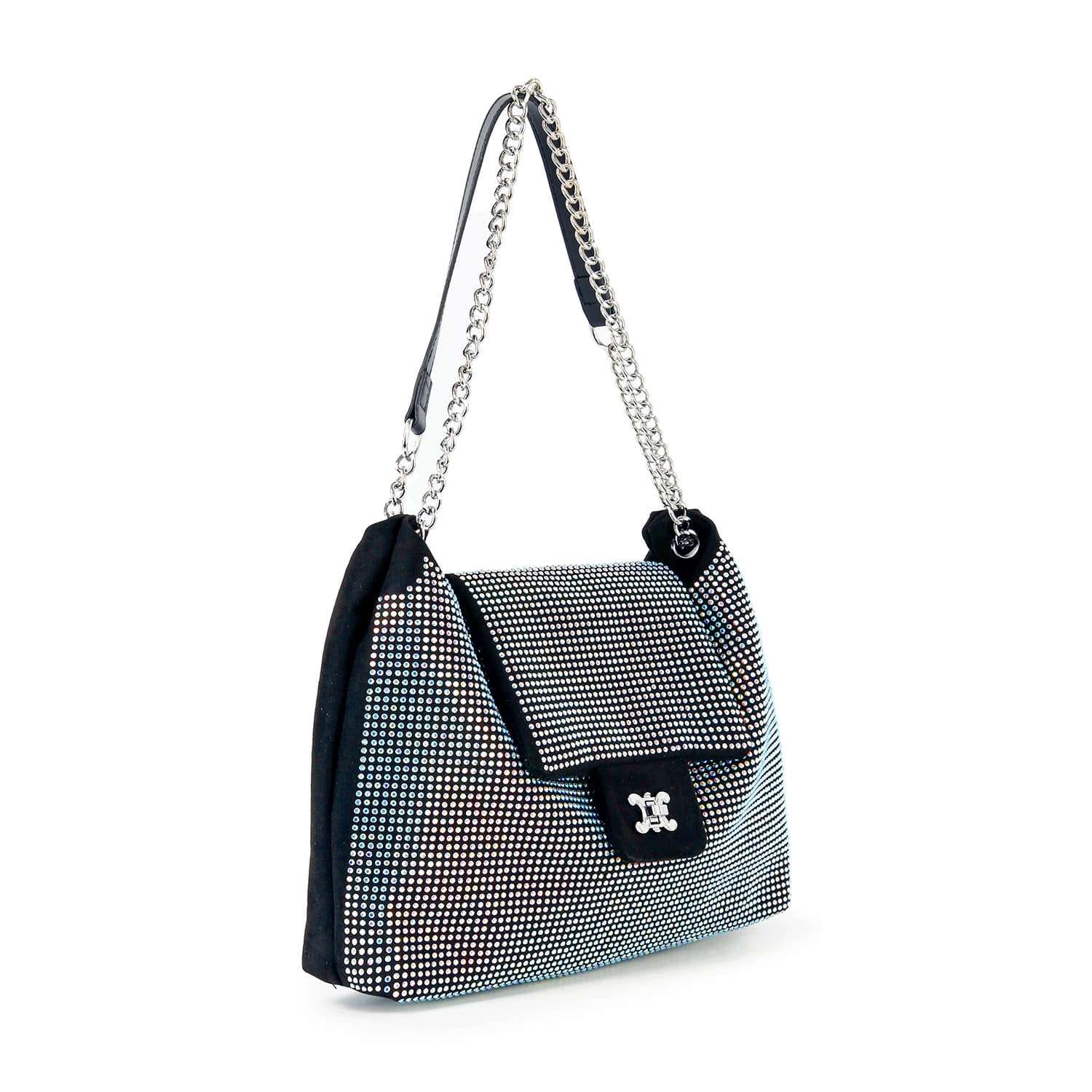 Front Flap Rhinestone Shoulder Bag