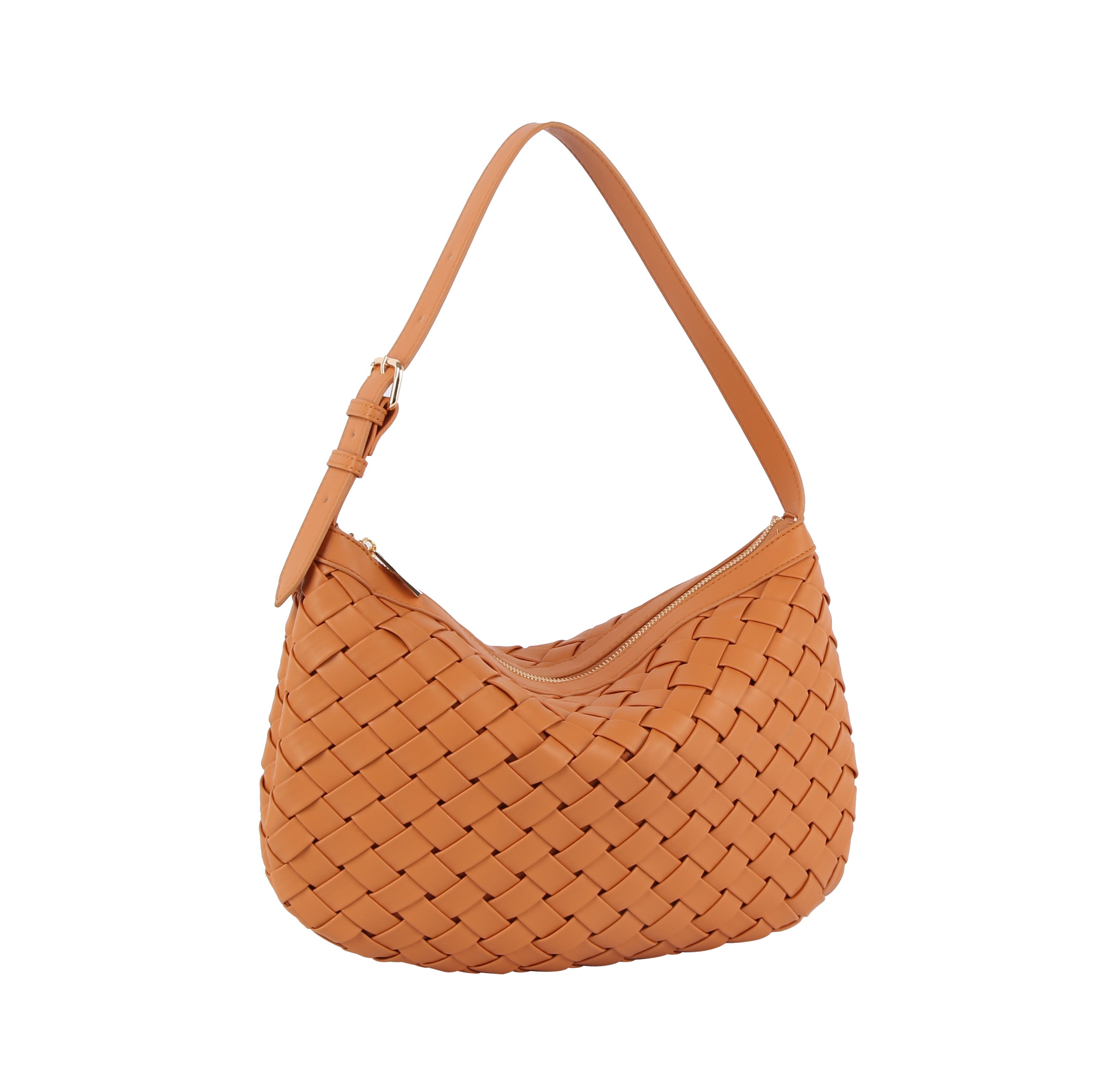 Weaved half moon shoulder bag