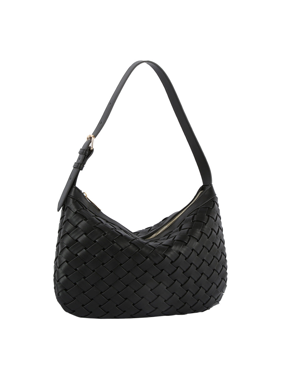 Weaved half moon shoulder bag