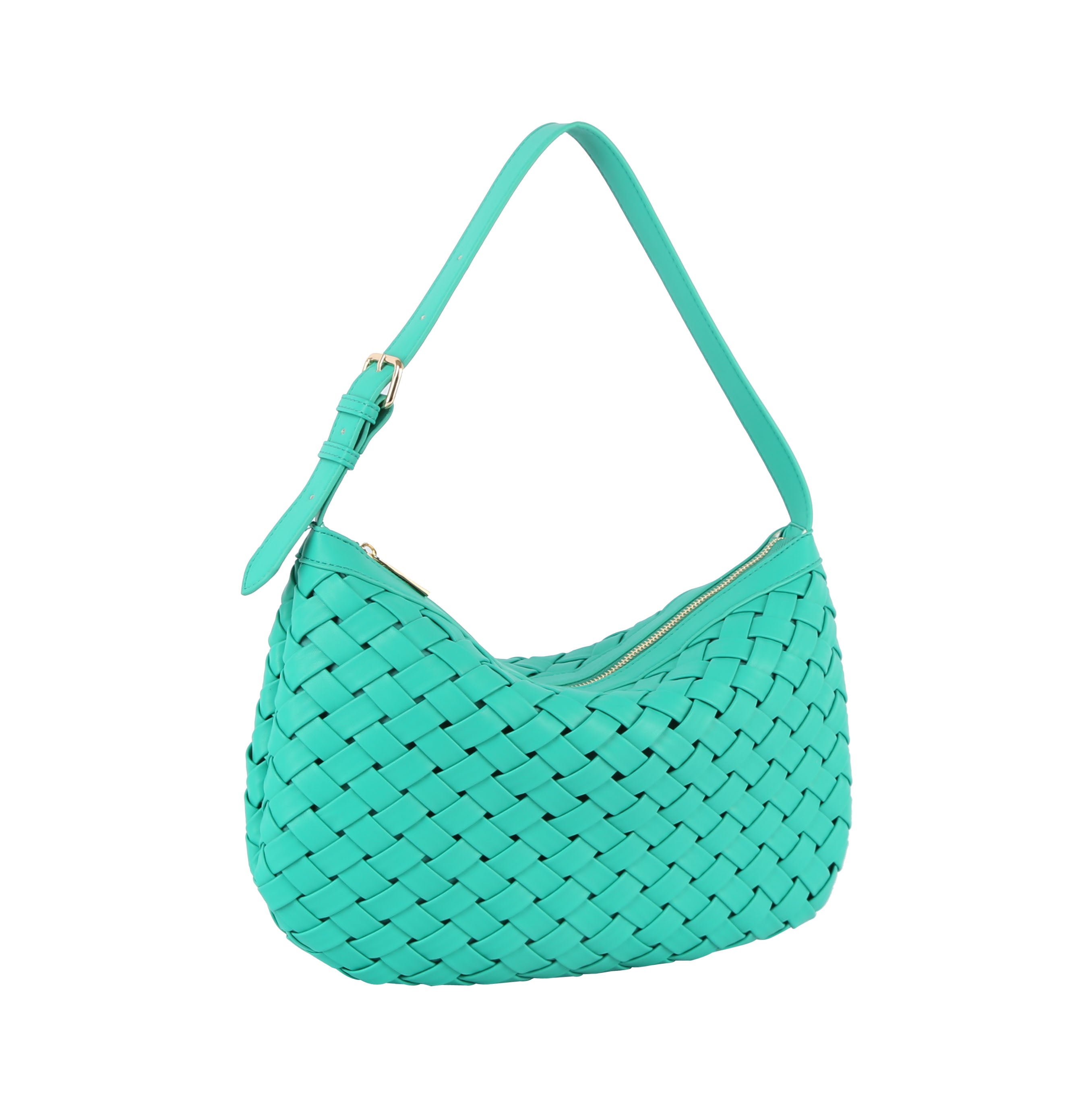 Weaved half moon shoulder bag