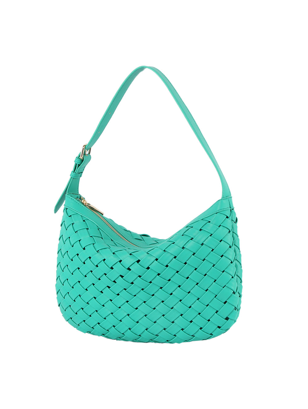 Weaved half moon shoulder bag