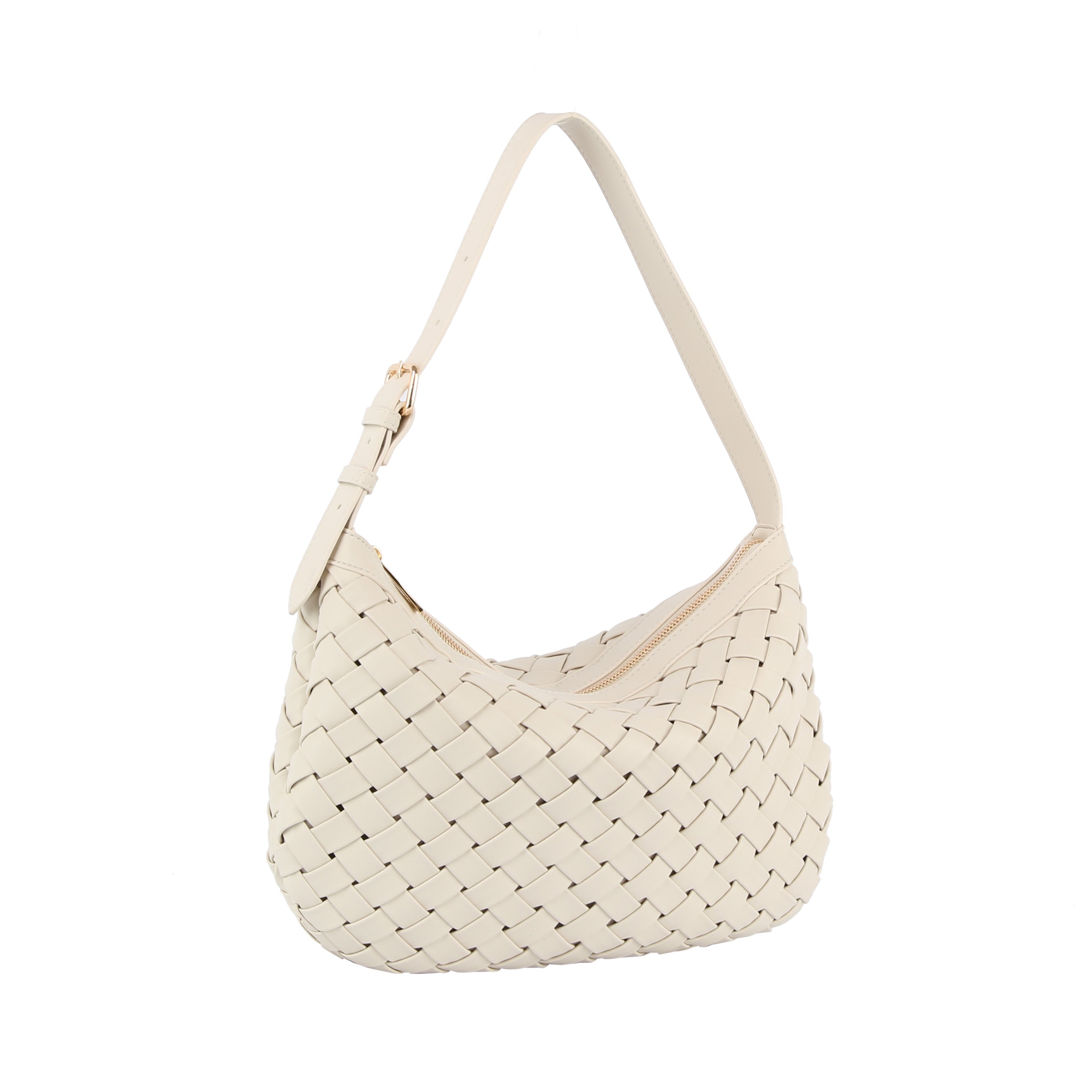 Weaved half moon shoulder bag