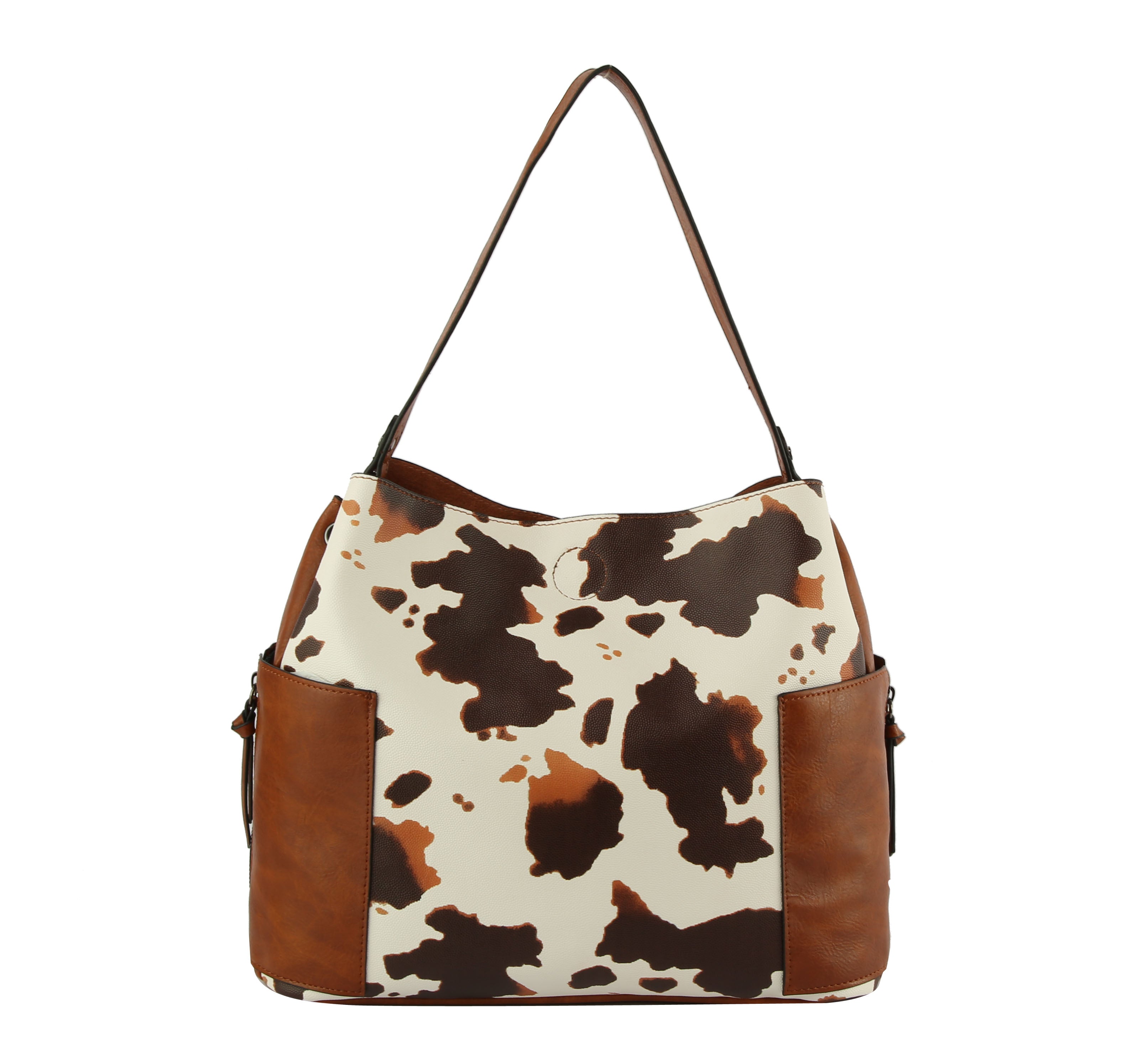 Ladies Top Handle Cow Printed Hobo Handbag