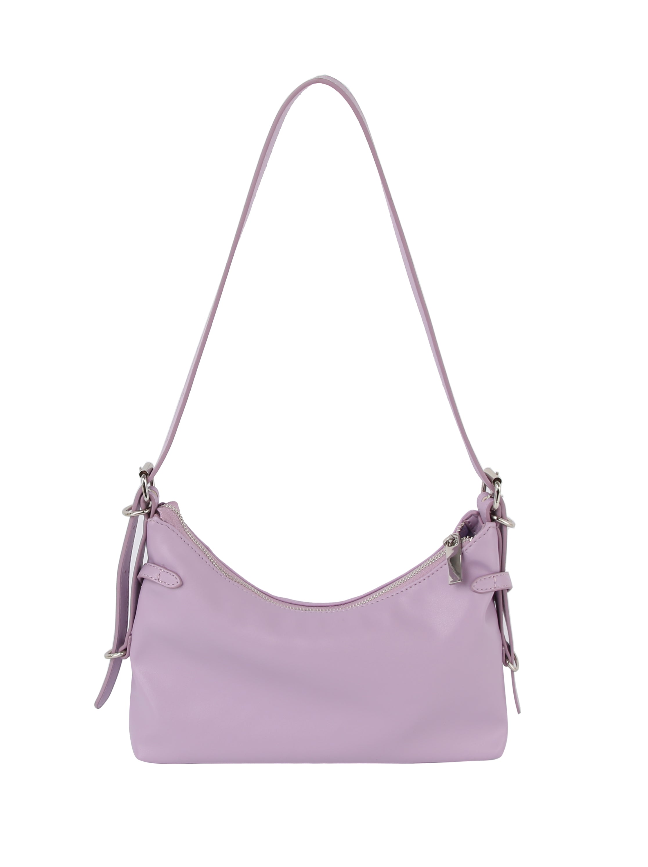 Buckle detail soft leather shoulder bag