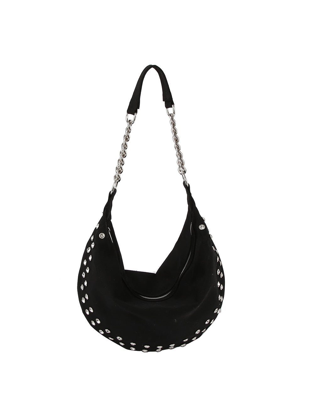 Rhinestone studded chain hobo bag