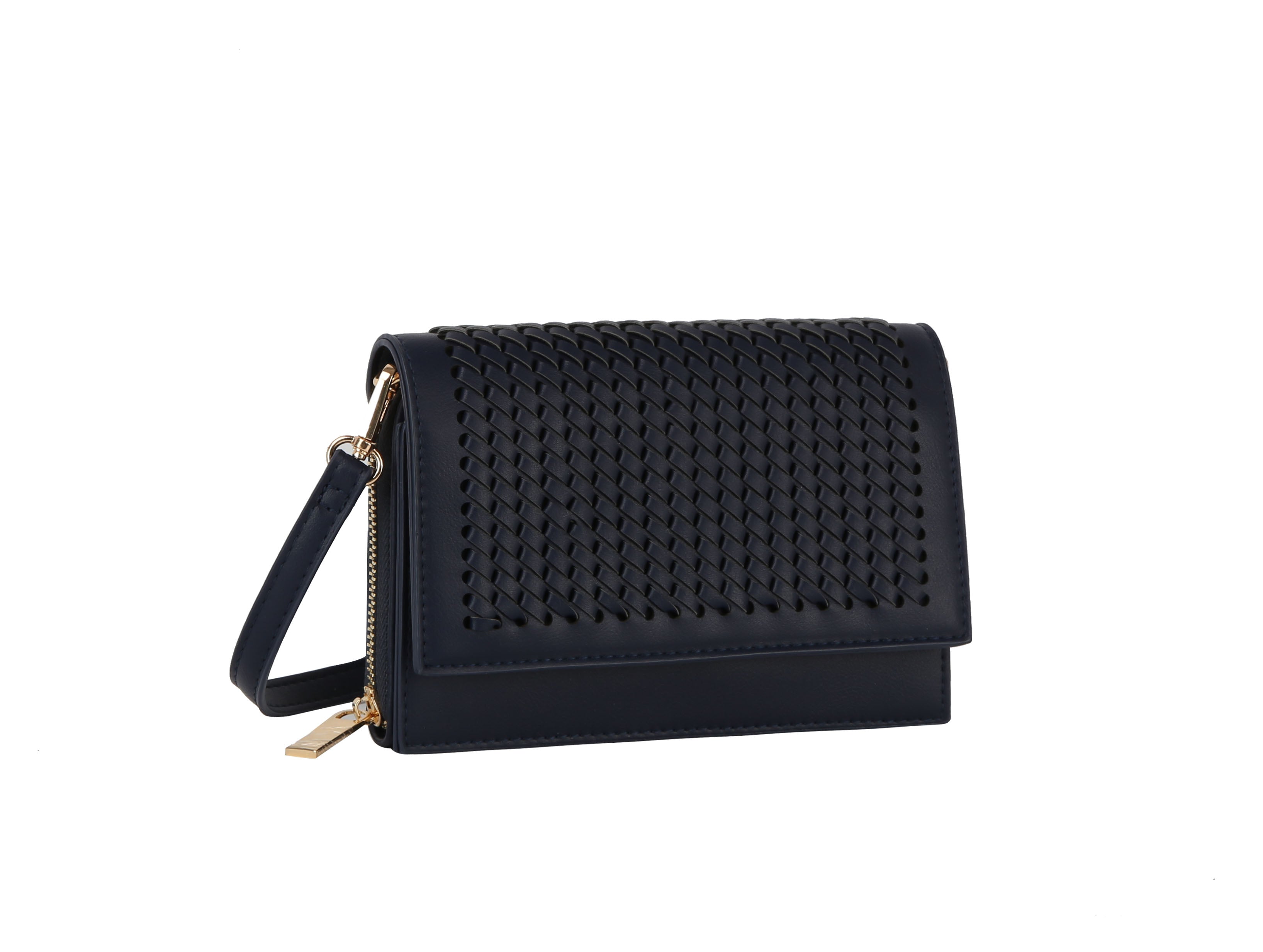 Woven flap over crossbody