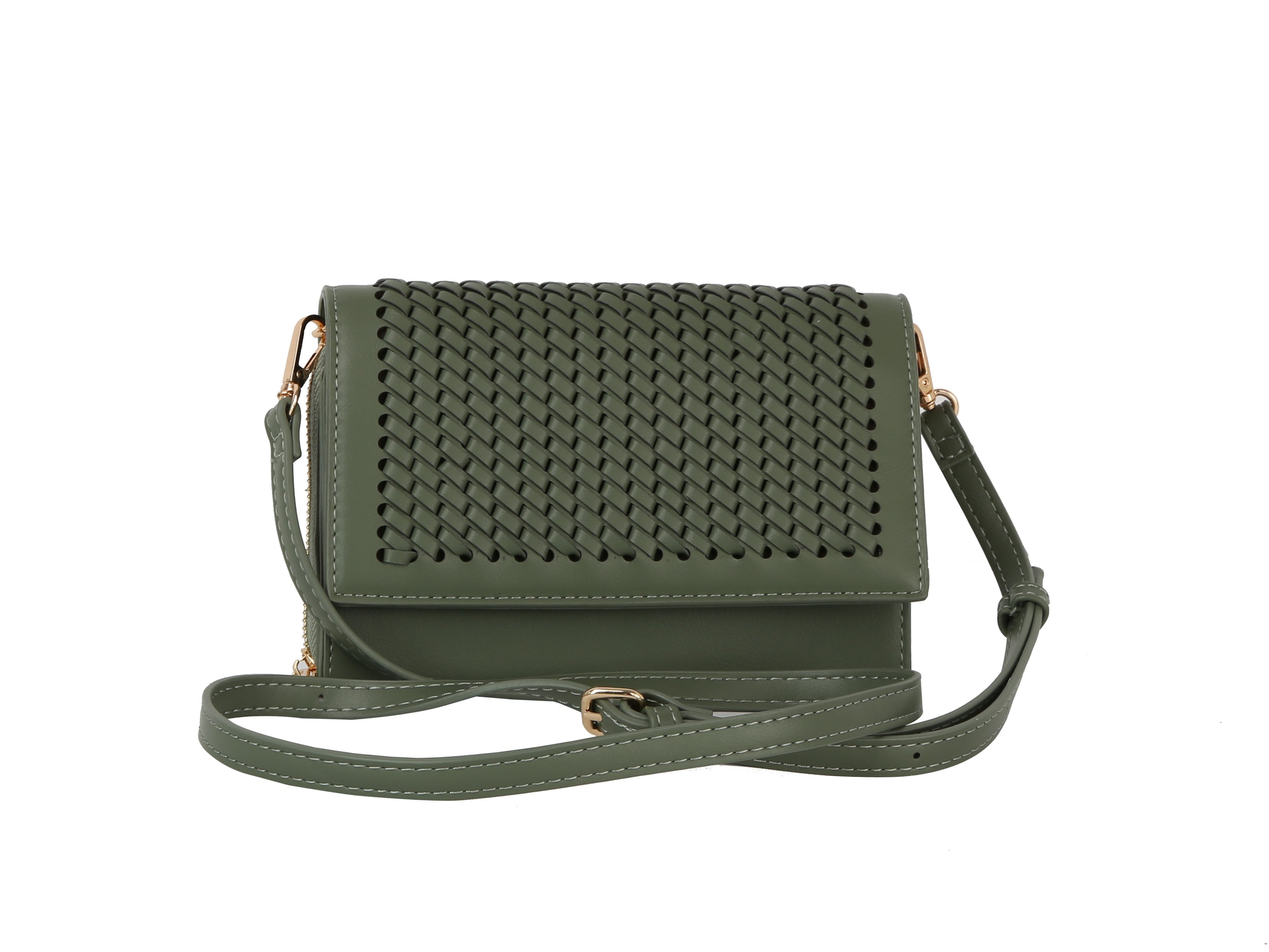 Woven flap over crossbody