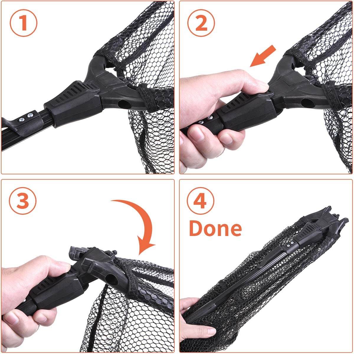 Foldable Collapsible Telescopic Fishing Net Durable Strong Safe Catch and Release Fish Landing Net FN001