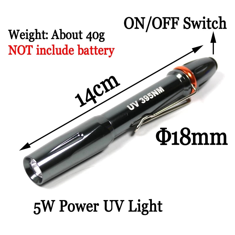 Kylebooker TY08 Deluxe Fly Fishing UV Glue Cure Light UV Torch Pen Ultra Violet Flashlight Nymph Buzzer Head Curing Black Light Lamp