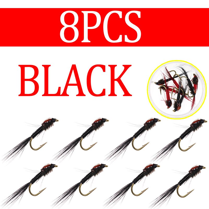 Kylebooker 8PCS #12 Flash Back Living Prince Nymph Fly Trout Perch Fishing Insect Lure Bait Hook Fishing Tackle