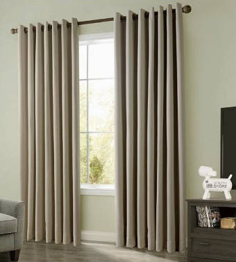 Beige Extra Long Loft Blackout Drapes