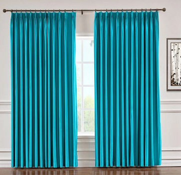 Turquoise Polyester Cotton Silk Drapery