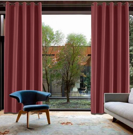 Burgundy Wine Polyester Blackout Curtain