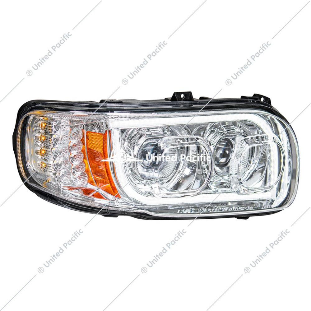 High Power LED Chrome Headlight W/16 LED Turn & 57 LED Bar For 2008-15 PB 388 & 2008-2021 389 -Passenger