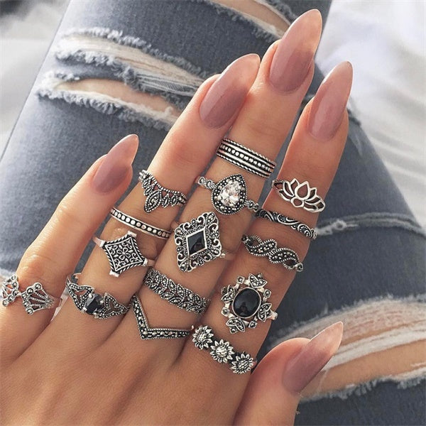 9pcs/set Boho Vintage Wedding Ring Set For Women Bohemian Jewelr