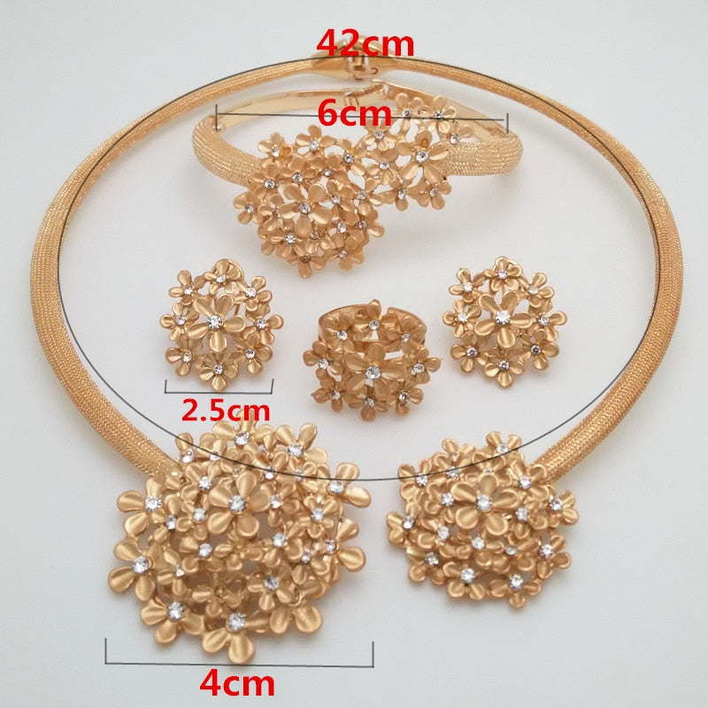 Dubai Floral Bridal Gold Color Jewelry Set