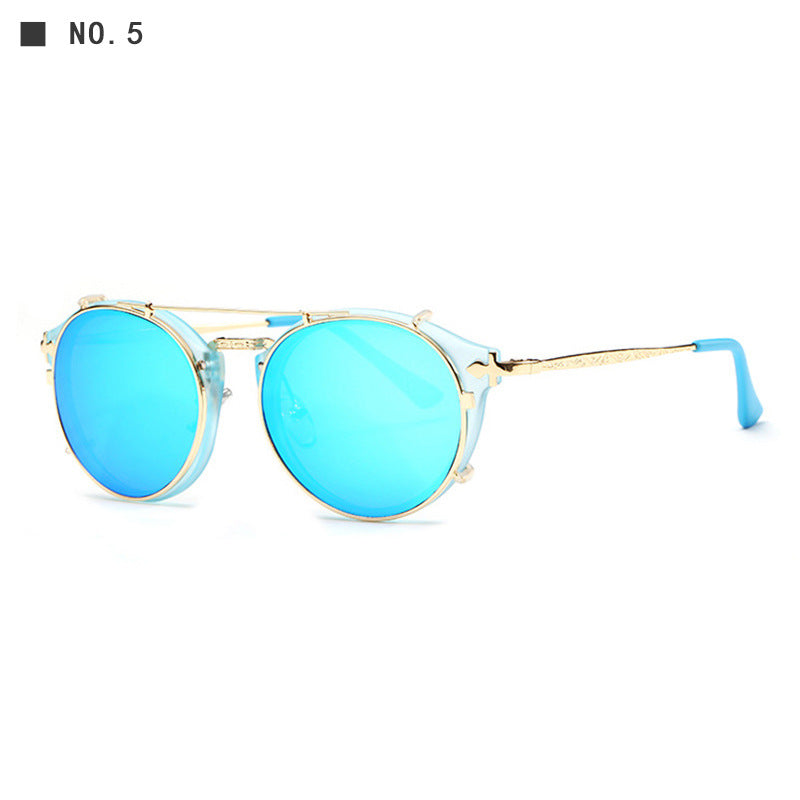 Metal Sunglasses Round Ladies Outdoor Sunglasses Sets Anti-UV Glasses