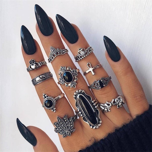 9pcs/set Boho Vintage Wedding Ring Set For Women Bohemian Jewelr