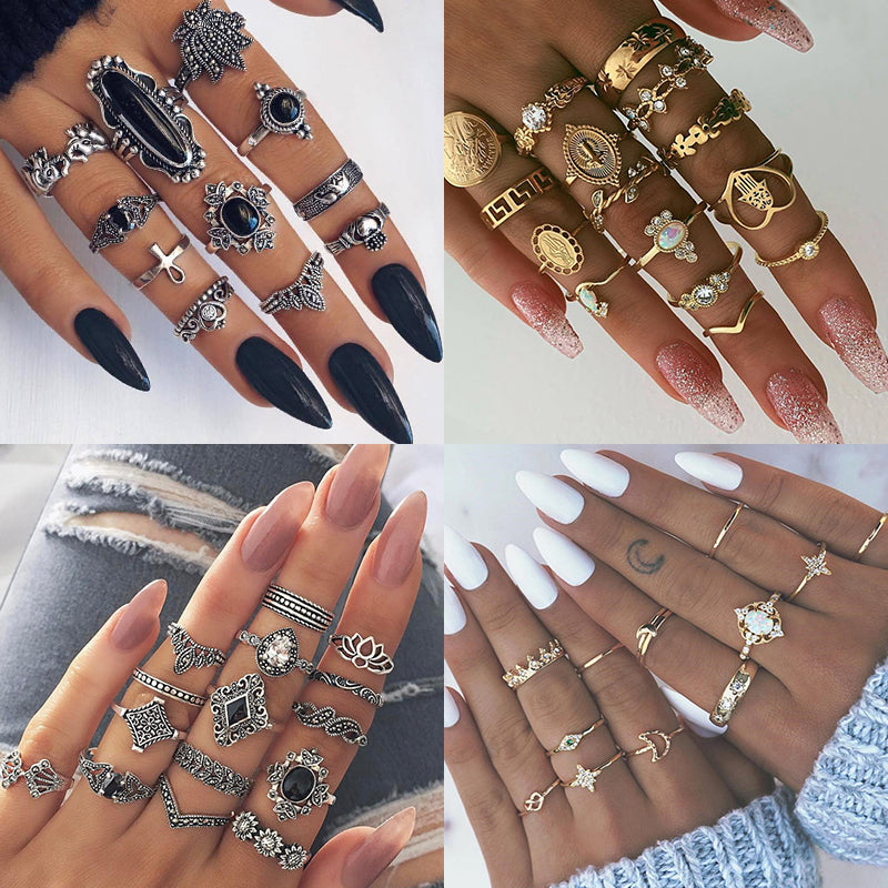 9pcs/set Boho Vintage Wedding Ring Set For Women Bohemian Jewelr