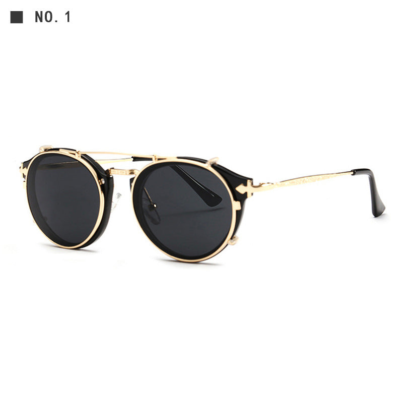 Metal Sunglasses Round Ladies Outdoor Sunglasses Sets Anti-UV Glasses