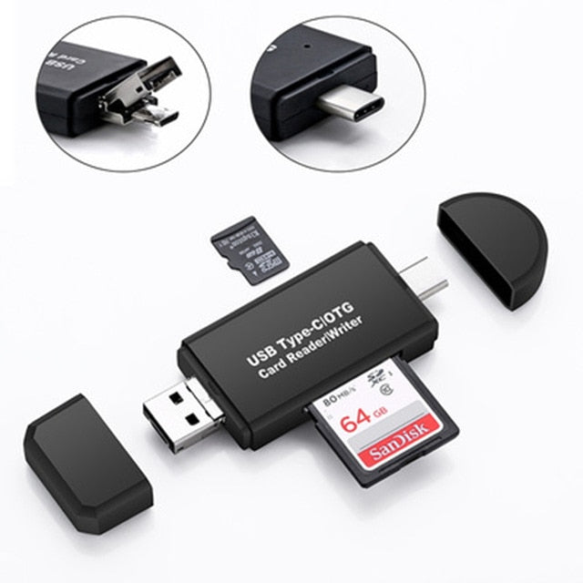 Multi Card Reader OTG TF/SD Type C & micro USB & USB 3 In 1