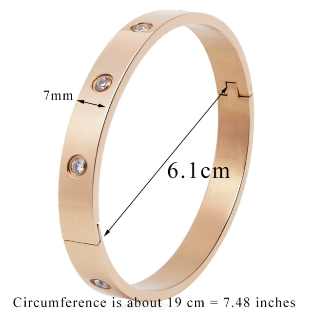 Stainless Steel Bangles Cubic Zirconia Golden Jewelry Gifts