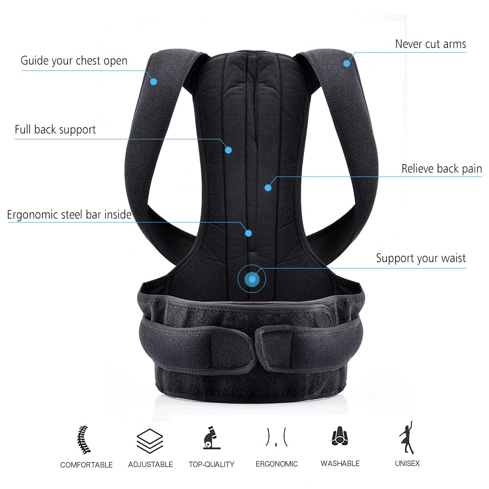 Adjustable posture corrector belt for spinal support