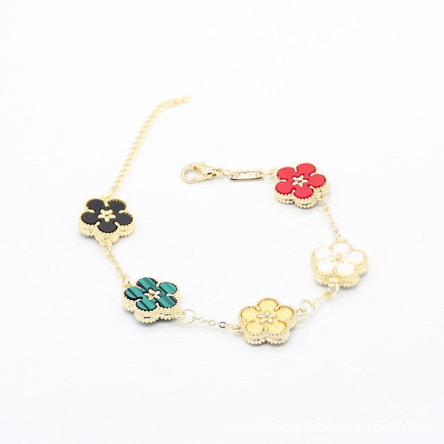 Double Sided Flowers Metal Bracelet