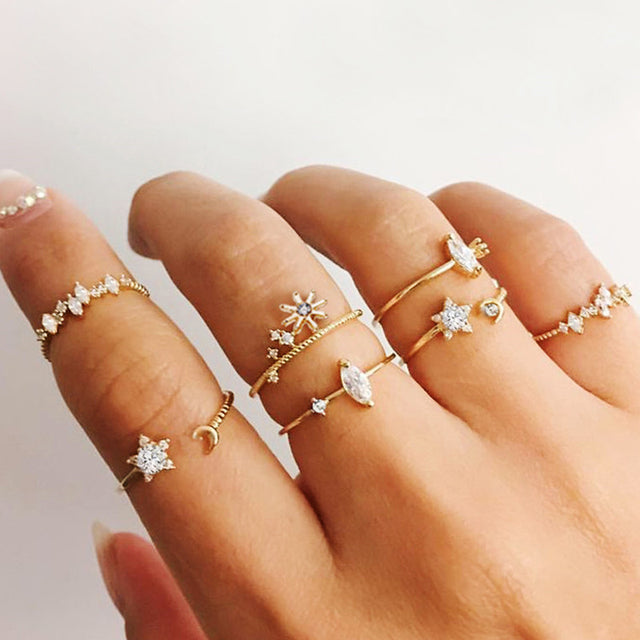 9pcs/set Boho Vintage Wedding Ring Set For Women Bohemian Jewelr