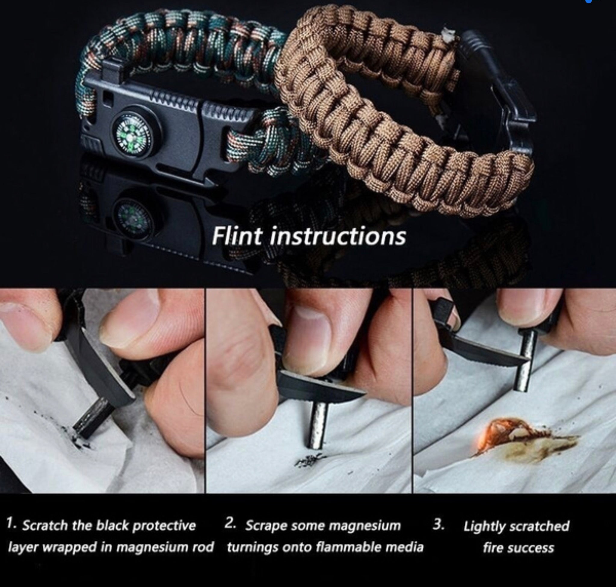 Multi-function Paracord Survival Braided Bracelet