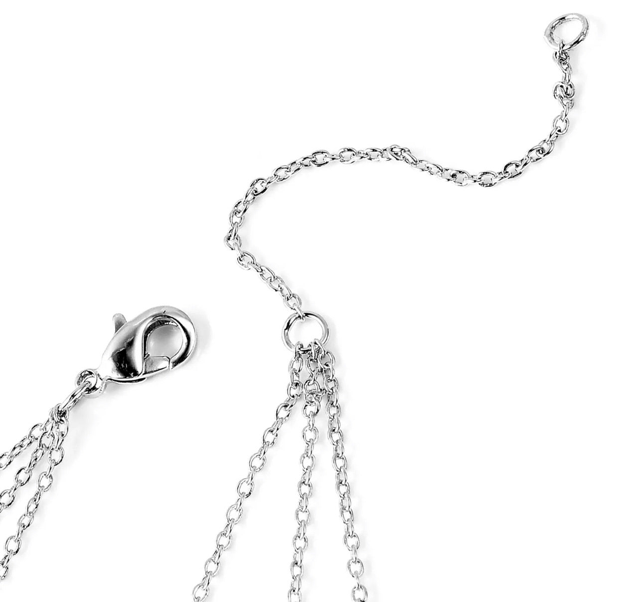 White Cubic Zirconia CZ Triple Strand Valentine Heart Chain Pendant Necklace 20