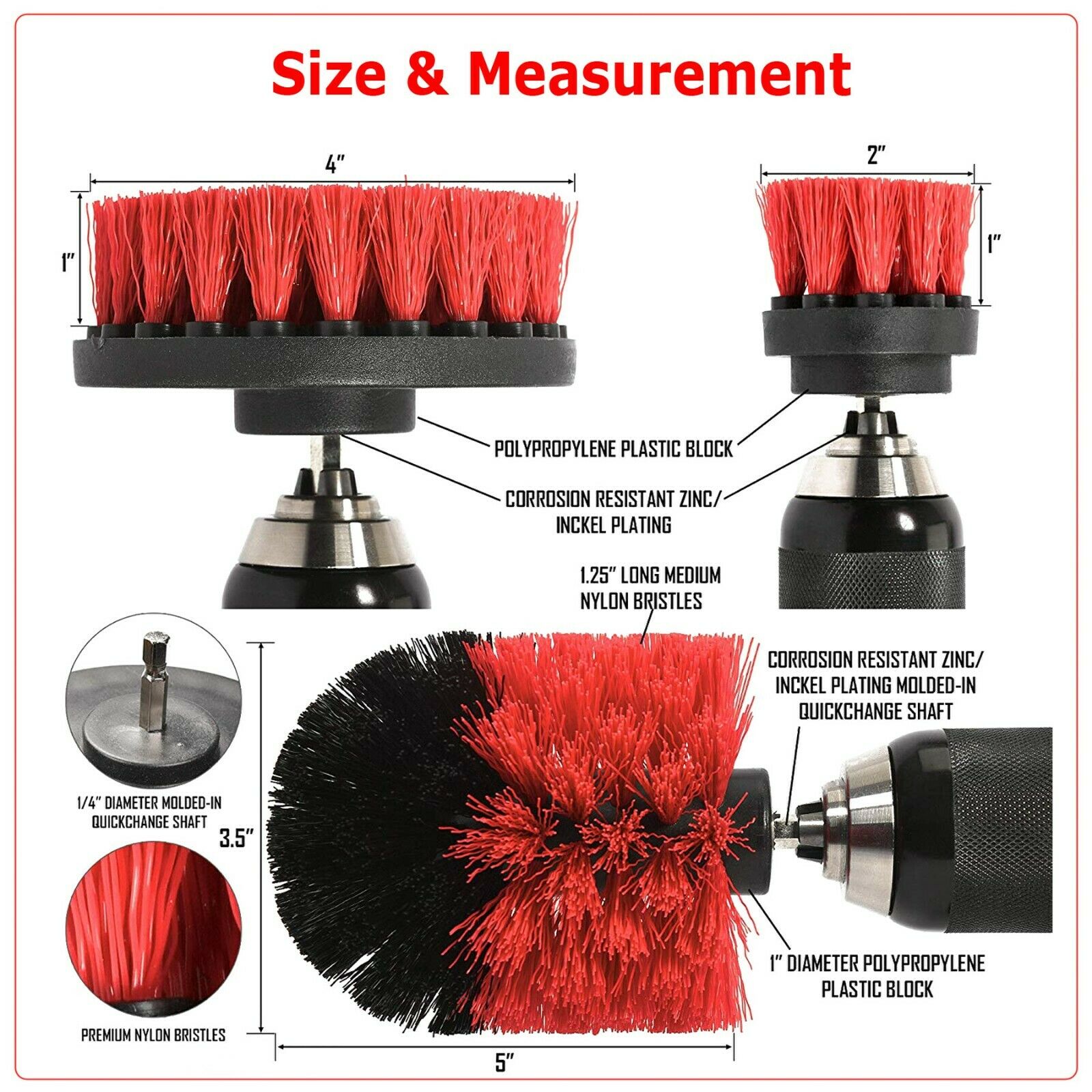 4PCS Drill Brush Set Power Scrubber Drill Attachments