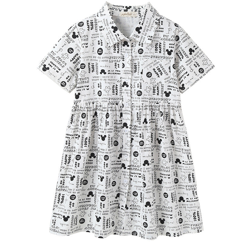 Girl Printed Pattern Single Breasted Design Polo Collar Dress by MyKids-USA?