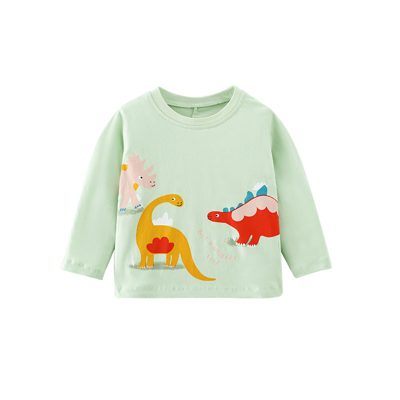 Baby Boy Cartoon Dinosaur Pattern O-Neck Cotton Shirt by MyKids-USA?